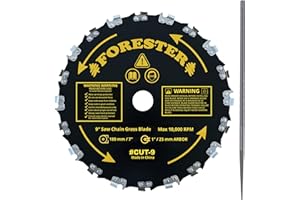 Forester Chainsaw Brush Cutter Blade + File Set - 9in x 20 Teeth | Fits Most Straight Shaft Trimmers | Conversion Kit Sold Separately