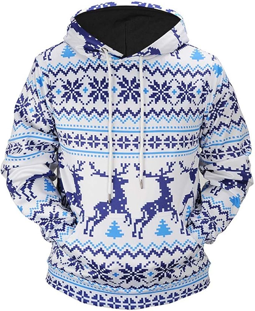 BHYDRY Mens Sweatshirt Couples Tshirts Winter Christmas Printed Long