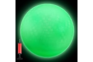 Hiboom 8.5 Inches Glow in The Dark Kickballs Dodgeballs Light up Playground Ball Bouncy Balls with Pump for Kids Adults Playground School Backyard Game