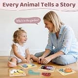 Airlab Wooden Jigsaw Puzzle Garden Animals 4 Pack for Toddlers Beech Wood view 6