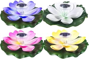 ComeHome Floating Solar Pond Light Lotus Floating Lights Lotus Solar Light, Solar Floating Pool Lights Lotus Flower Decor Solar Lights for Pond(4 Color)