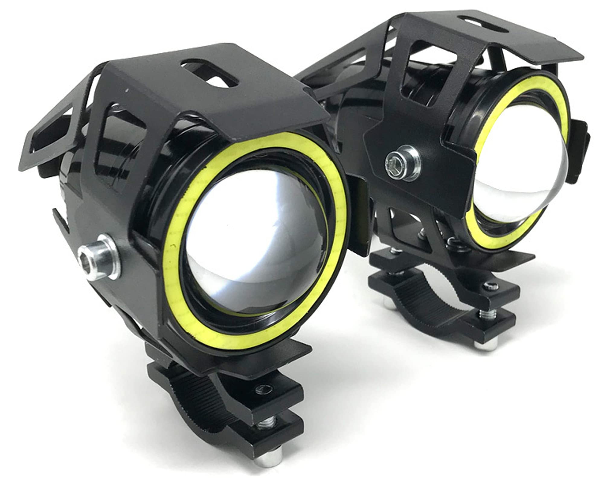 Alchemy Parts Universal Motorbike Projector LED Spotlights with Halo Rings | Adventure Bikes & Quads | Pair | 10W 3000LM