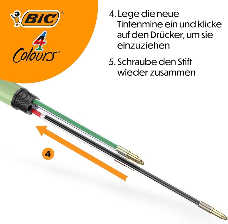 4 Colours Mineral Kugelschreiber mit mittlerer Spitze (1,00 mm) – verschiedene Schaftfarben, Pack à 5