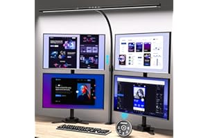 EYOCEAN Desk Lamp with Clamp, 31.5" LED Desk Lamp for Home Office, 24W Gesture Sensing Control Desk Light, Dimmable & Color Temperature, Eye-Caring Office Lamp, Brightest Architect Lamp for Screen