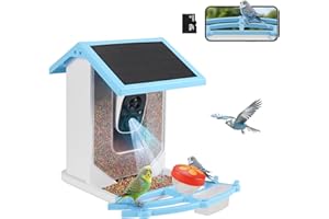Careboda Bird Feeder with Camera, Outdoor Bird Feeder with Solar Panel, 64G SD Card, AI Identify Bird Species, 1080P HD Auto 