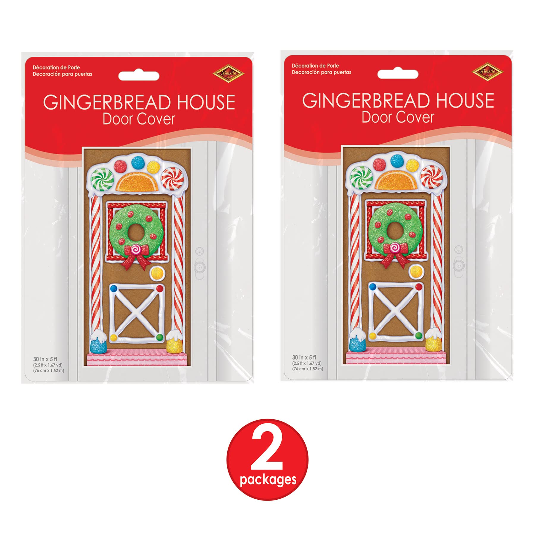Beistle Gingerbread House Door Covers 2 Piece Christmas Party Supplies, Winter Décor, 30