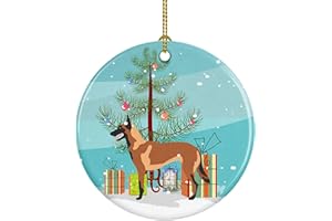 Caroline's Treasures Malinois Belgian Shepherd Christmas Ceramic Ornament Christmas Tree Hanging Decorations for Home Christmas Holiday, Party, Gift, 3 in, Multicolor