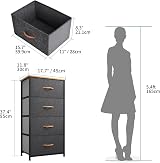 YITAHOME Chest of Drawers with 4 Drawers Dark Grey Fabric Wood Top view 5