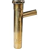 Westbrass D432-RAW 1-1/2 in. Brass Slip-Joint Y-Branch Extension Tube with 7/8 in. Branch, Unfinished Brass