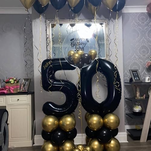 thumbnail interactive-video image 1 of 40 Inch Gold Number 50 Balloons - 50th Birthday Anniversary Giant Foil Decorations 1 of 12