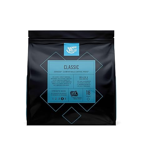 Amazon-Marke: Happy Belly Classic Kaffee-Pads kompatibel mit Senseo* - UTZ zertifiziert 90 Pads (5x18 )