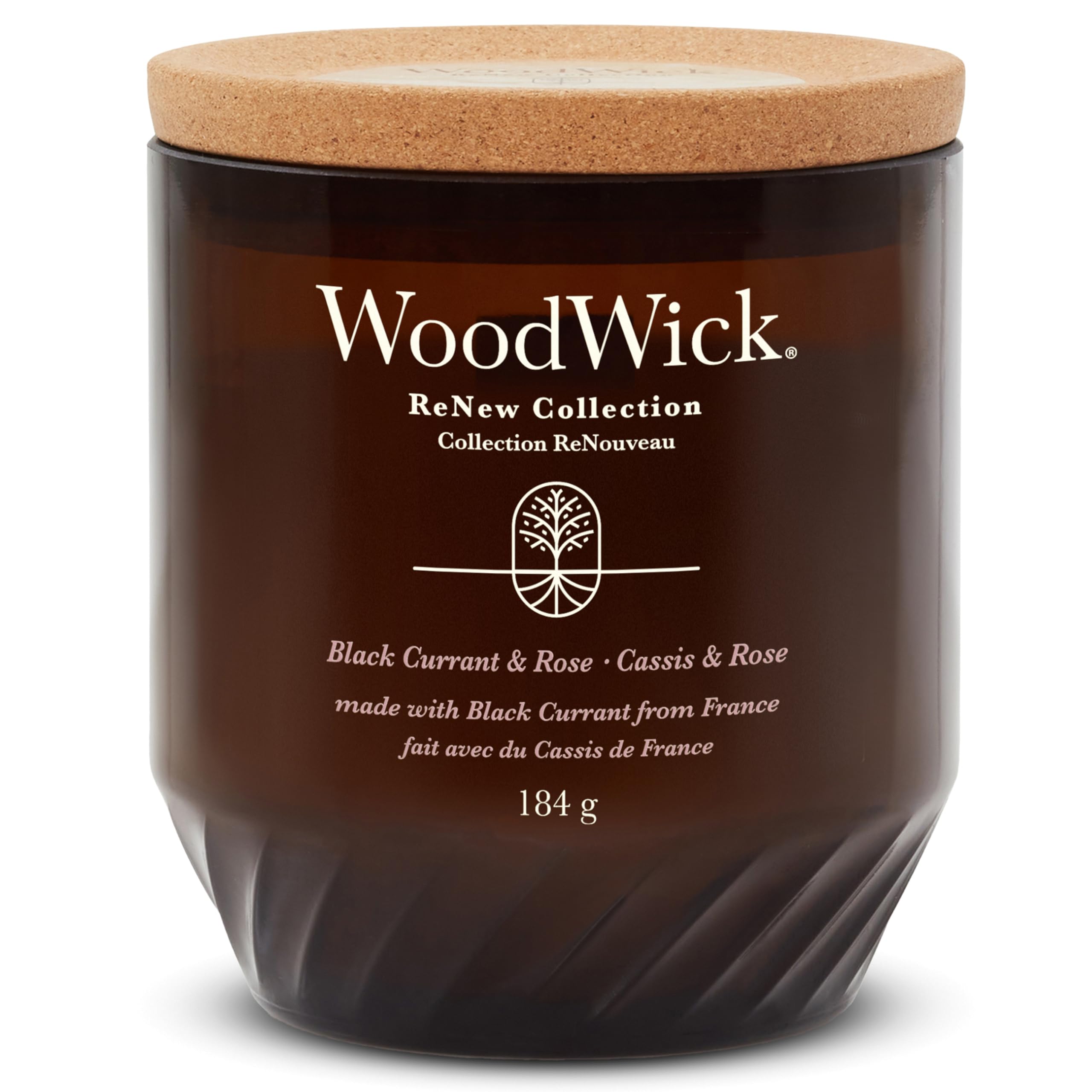 WoodWick Renew Scented Candle with Crackling Wick | Black Currant & Rose Medium Candle | Plant Based Soy Coconut Wax Blend | Made with Recycled Materials | Perfect Gifts for Women