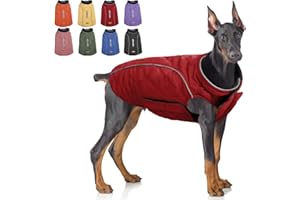 SUNFURA Dog Winter Coat, Warm Dog Jacket Reflective Dog Coats for Cold Weather, Windproof Padded Dog Jackets Pet Vest for Small Medium Large Dogs, Red L