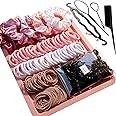 YANRONG Hair Accessories Set: 755PCS Seamless Ponytail Holders, Scrunchies, Hair Bands, and Hair Ties for Thick and Curly Hair (Gradient Powder)
