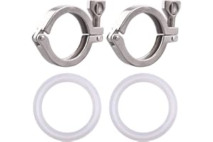 GOVALVE Sanitary Stainless Steel Tri-Clamp - Heavy Duty Sanitary Clamp with Wing Nut for Ferrule TC (64mm) with Silicone Gaskets Pack of 2