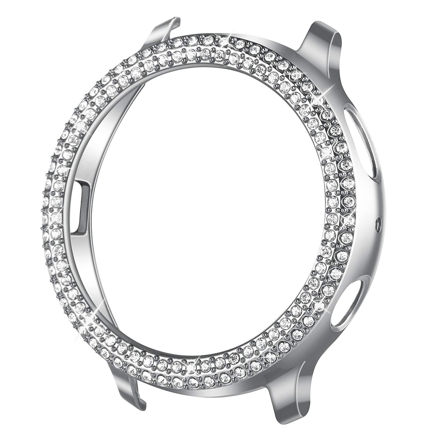 Photo 1 of VIQIV Bling Protective Face Bumper Case Cover for Compatible with Samsung Galaxy Watch Active 2 Case 40mm 44mm, NOT for Active 1, Crystal Diamond Shiny Rhinestone Plate Frame for Women Girl Silver