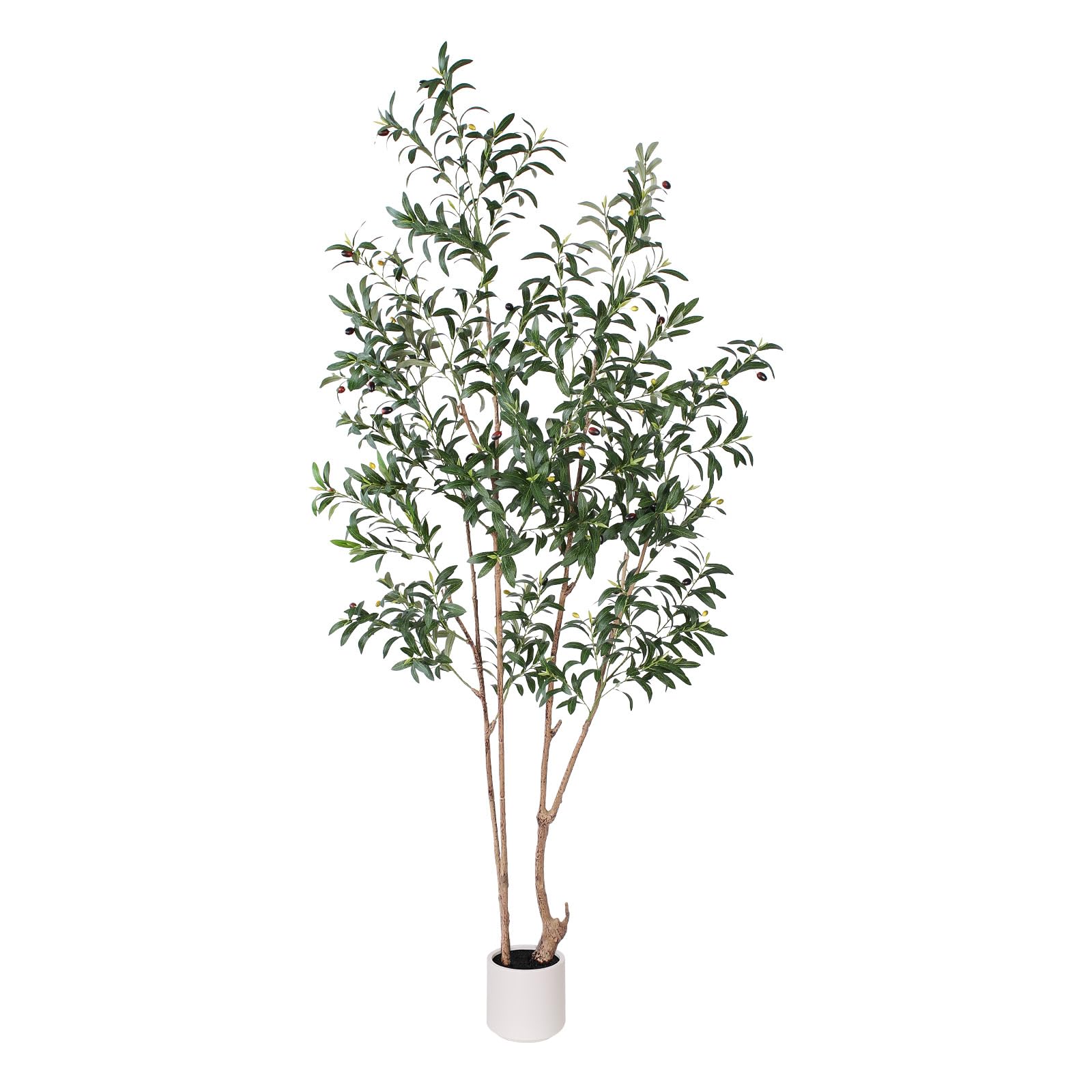 Photo 1 of Artificial Olive Trees, 7 FT Tall Fake Olive Tree with White Planter for Indoor - Large Faux Olive Silk Tree for Home Office Decor