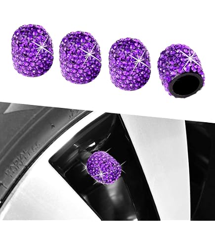 4PCS Bling Rhinestone Car Tire Valve Stem Caps - Universal Fit, ABS Plastic, Dustproof