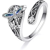 Hancock Dragonfly Ring Sterling Silver Lotus Open Ring Fashion Dragonfly Jewelry Gifts for Women