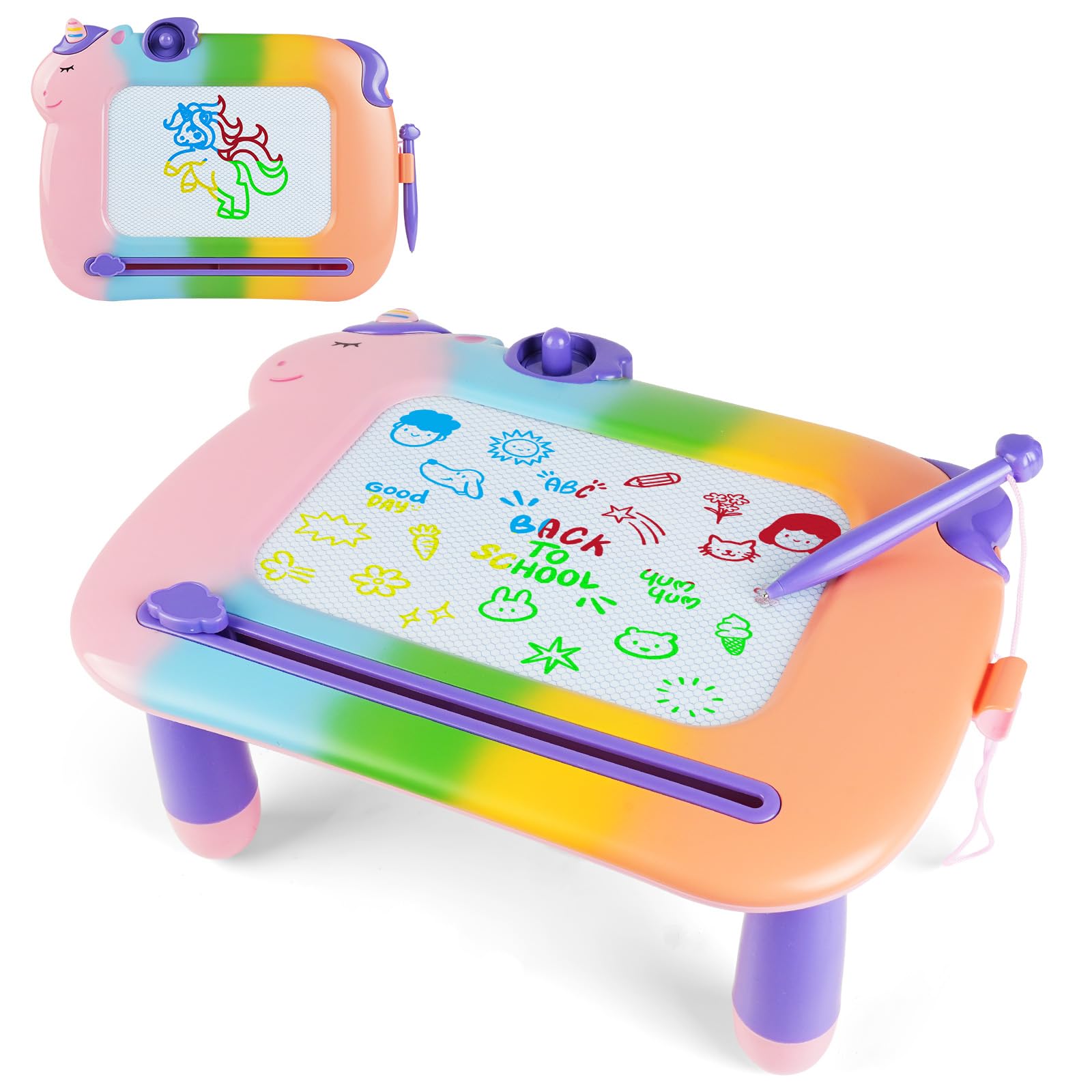 OFFCUP Magnetic Drawing Board, Toddler Boy Girl Toys for 1-5 Year Old, Doodle Pad with Pen and 4 Paw, Learning Educational Toys for 1 2 3 Baby Kids Birthday Gift (Unicorn) — image 1