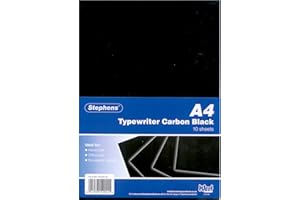 Stephens Special Quality Typewriter Carbon Paper Black A4 10 Sheets For Tracing, Making A Print, Transfer Or Copy, Ideal For Classroom, Home And Office