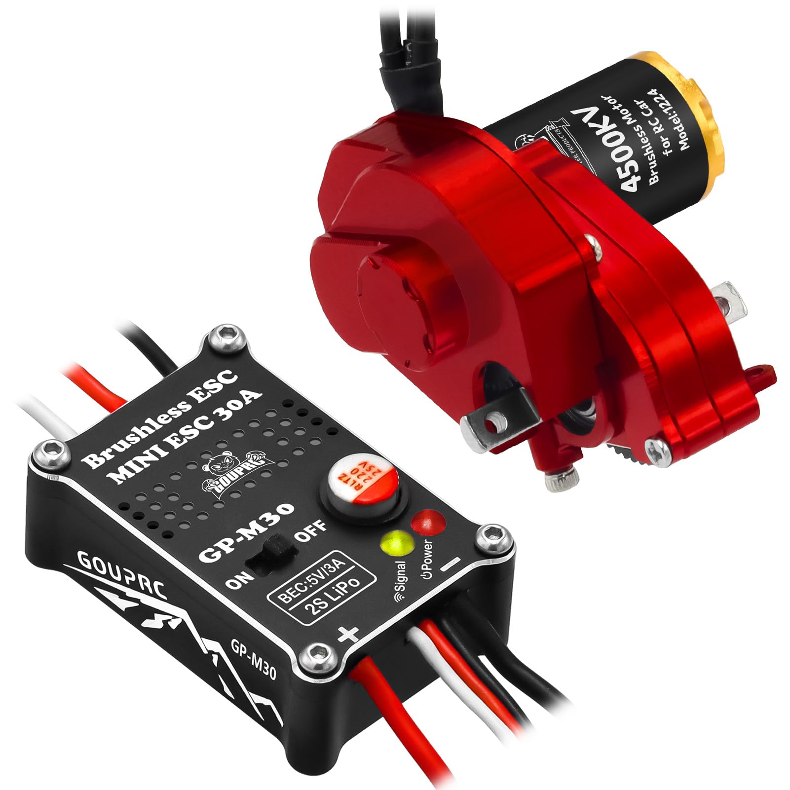 Photo 1 of GOUPRC 1224 4500KV Brushless Outrunner Motor with Transmission & Upgrade 30A Brushless Esc for SCX24 RC Crawler Axial 1/24 RC Car Buggy Truck