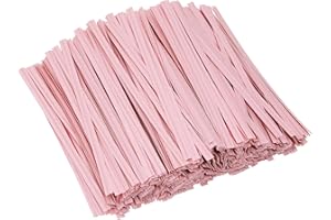 ONLYKXY 500pcs Kraft Paper Twist Ties Plant Ties 4inch Reusable Bread Twist Ties cake pop ties Cable Ties Candy Ties for Bags (Pink)