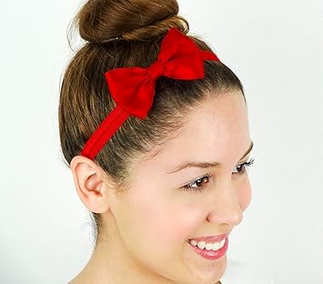 Amazon Com Snow White Inspired Red Hair Bow Stretchy Headband
