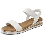 DREAM PAIRS Womens Espadrilles Ankle Stretch Elastic Strap Open Toe Wedges Flats Sandals