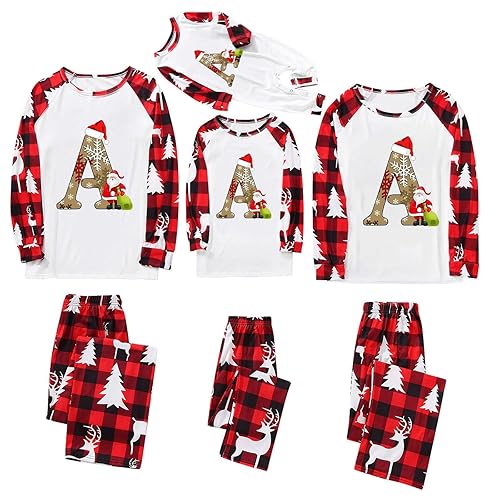 Christmas Pyjamas Family Funny Letter Printed Xmas Loungwear For Men Women Boys Girls Baby Comfort And Soft Family Pyjamas Sets Breathable Plaid Patchwork Pjs Outfits Long Sleeve Sleepwear