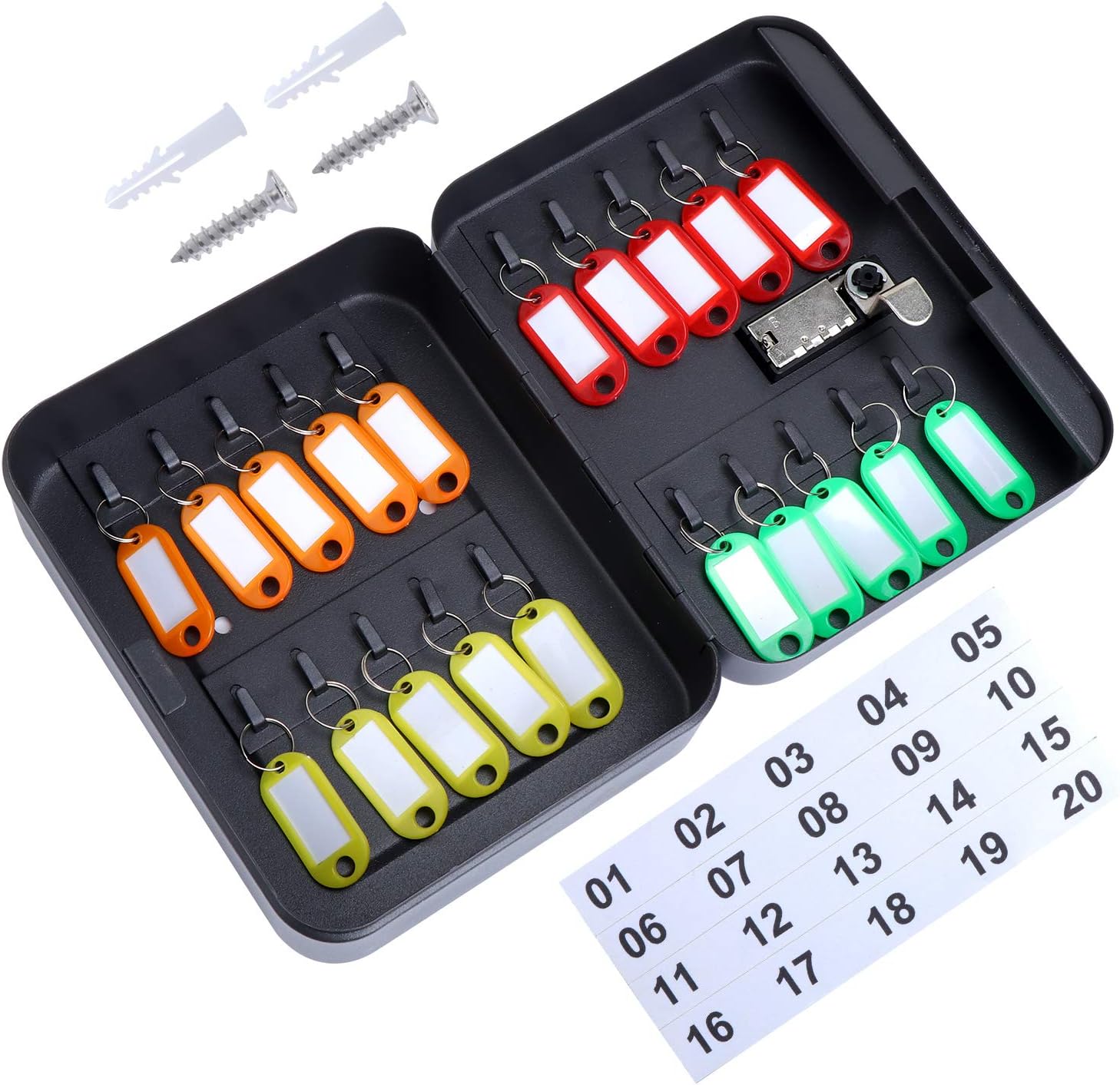 KEESIN Combination Lock Key Cabinet,Keys Hook Box,Wall Mounted Key Safe Storage (20 Hooks)