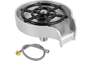 KTZCTPCA Faucet Glass Rinser for Kitchen Sink, Faucet Bottle Cleaner Washer, 360° Rotating Cup Washer Kitchen Sink Sprayer, Cup Rinser Sink Attachment Bar Accessories for All Most Bottle (Silver)