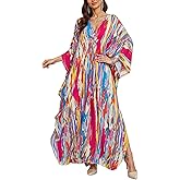 ELSCIRW Women's V-Neck Kaftan - Plus Size Moo Moo Dresses, Casual Mumu Beach Cover Up for Tropical Vacation