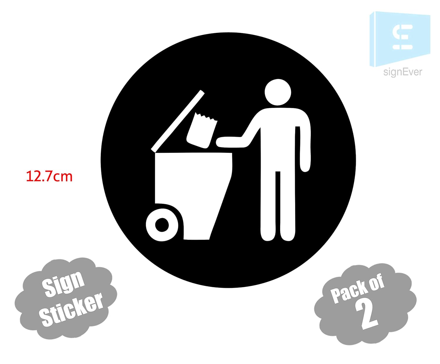 SIGN EVER™ Pack of 2 Use Dustbin Symbol Sign Sticker Trash Signage