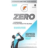 Gatorade Zero Sugar Powder Sticks, Glacier Freeze, Makes 20 fl oz, (8 Pack), Electrolyte Powder Drink Mix for Hydration, Zero Sugar
