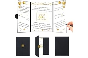 Roetyce 80th Birthday Decorations, Black Gold Happy 80th Birthday Guest Book, 80th Birthday Gifts for Women Men, Cheers to 80 Years Birthday Party Supplies, Jumbo 80th Birthday Card Signature Board