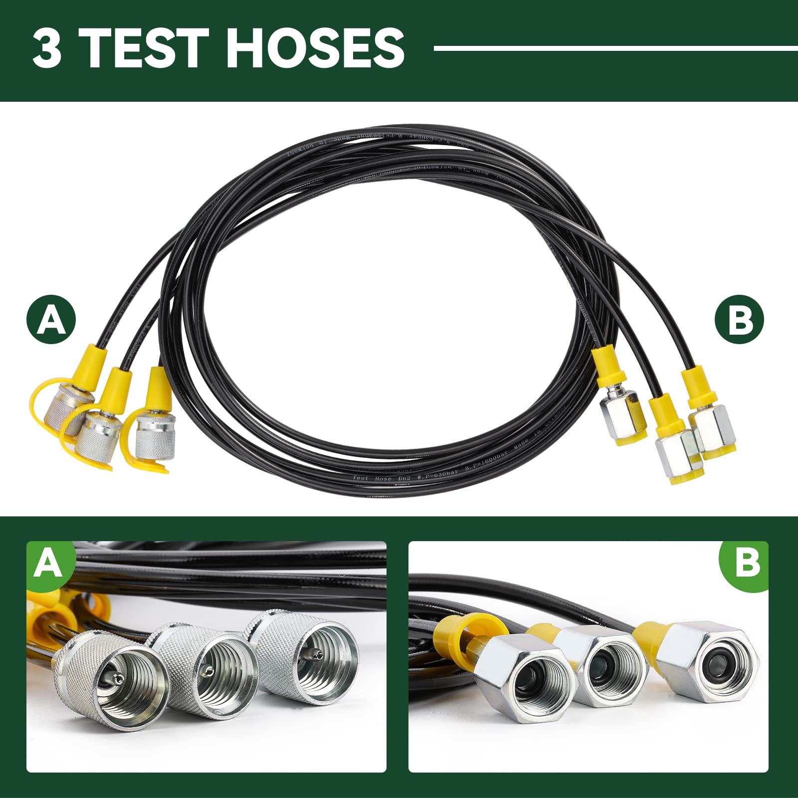 Excavator Hydraulic Pressure Test Coupling Kit with 3 Gauges 3 Test Hoses 24 Couplings Connectors Pressure Gauge Kit Excavator Hydraulic Pressure Test Coupling Kit with 3 Gauges 3 Test Hoses 24 Couplings Connectors Pressure Gauge Kit