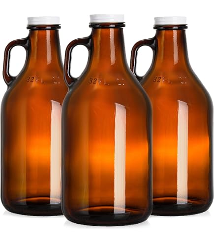 64 Oz Amber Glass Beer Growlers With Caps – Case Of 6 – Packaging Options Direct