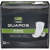 Depend Guards Incontinence Pads for Men, 52 Count, Maximum Absorbency, Cup-like Shape, Bladder Leakage Protection, Odor Control, Discreet Packaging