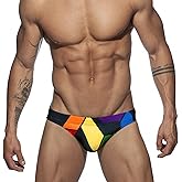 NUJOLI Men's Bikini Swimwear Sexy Low Rise Swimming Briefs with Adjustable Drawstring