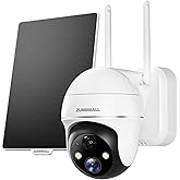 ZUMIMALL Solar Security Cameras Wireless Outdoor, 360° View Outdoor Camera Wireless Solar Powered,2.4G WiFi,2K/3MP Color Night Vision,2-Way Talk, PIR Motion Alert, Cloud Storage, Work with Alexa