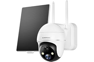 ZUMIMALL Solar Security Cameras Wireless Outdoor, 360° View Outdoor Camera Wireless Solar Powered,2.4G WiFi，2K/3MP Color Night Vision,2-Way Talk, PIR Motion Alert, Cloud Storage, Work with Alexa