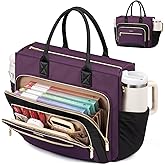 LOVEVOOK Teacher Tote Bag for Women,Laptop bag with Large Cup Holder,Work bag with Accordion File Organizer Pocket,Multi-Pockets Professional Diaper Bag Nurse Bag,Handbag Purse for Work,College,Daily