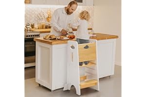 COSYLAND Toddler Standing Tower Adjustable Height Kitchen Step Stool - Kids Learning Stool,3 Levels Adjustable Kitchen Nurser