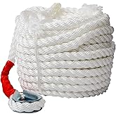B4B BANG 4 BUCK 3/4" x100' Anchor Rope, Polypropylene Docking Dockline Boat/Sailboat/Mooring/Pull Lines with Thimble, 12592LB Breaking Strain