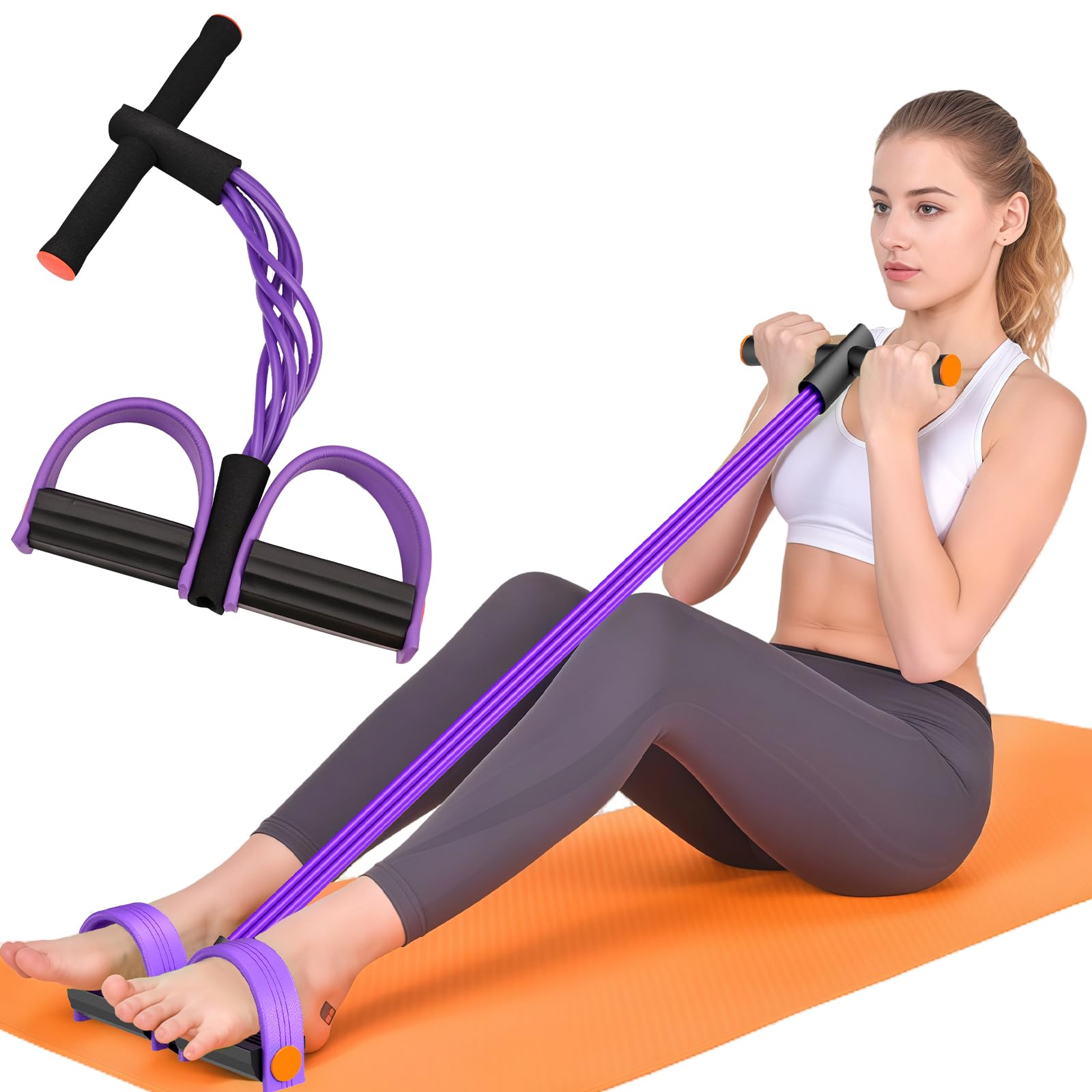 Photo 1 of Hacole Resistance Bands with Handle, 6-Tube Elastic Foot Pedal Resistance Band, Natural Rubber Ankle Puller Sit-up Exercise, Multifunction Fitness Band for Abdomen, Waist, Arm, Leg Stretching Training