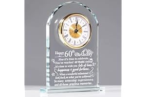 Ornalrist Happy 60th Birthday Glass Quartz Clock Gifts for Women, Men, Wife, Husband - 60th Birthday Gifts for Couple - 60 Year Old Birthday Keepsake Home Decoration