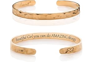 Carviell Engraved Cuff Bracelets for Women – Inspirational, Friendship, Love, Mom, Daughter, Sister, Christian, Graduation, Memorial & Wedding Gifts – 80+ Phrases – Stainless Steel, Gift-Ready