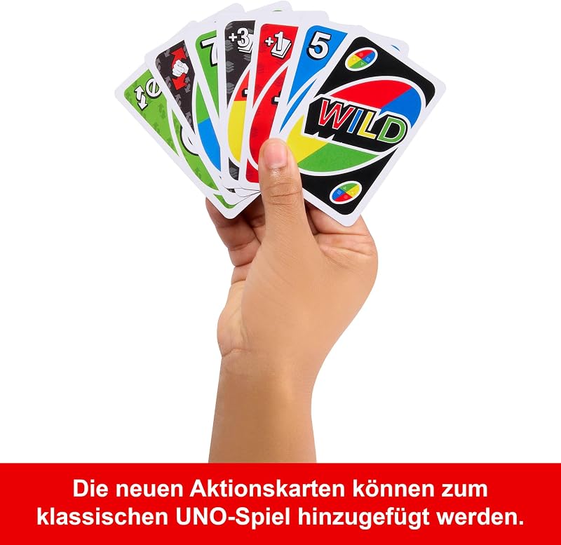 UNO Kartenspiel mit 2 Zusatzpacks und Aufbewahrungsdose