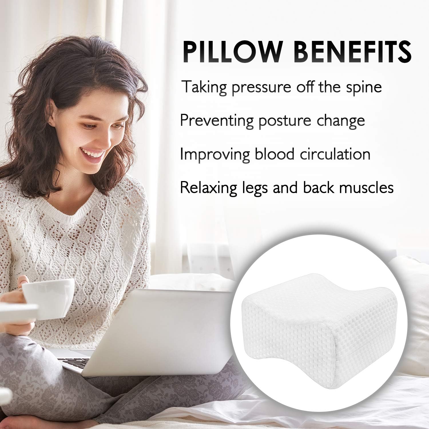 THETIS Homes Knee Pillow for Side Sleeper Leg Pillow for Sciatic Nerve Pain Relief, Back, Hip, Pregnancy and Spine Alignment - Memory Foam Orthopedic Legacy Leg Pillow with Washable Cover: Home & Kitchen